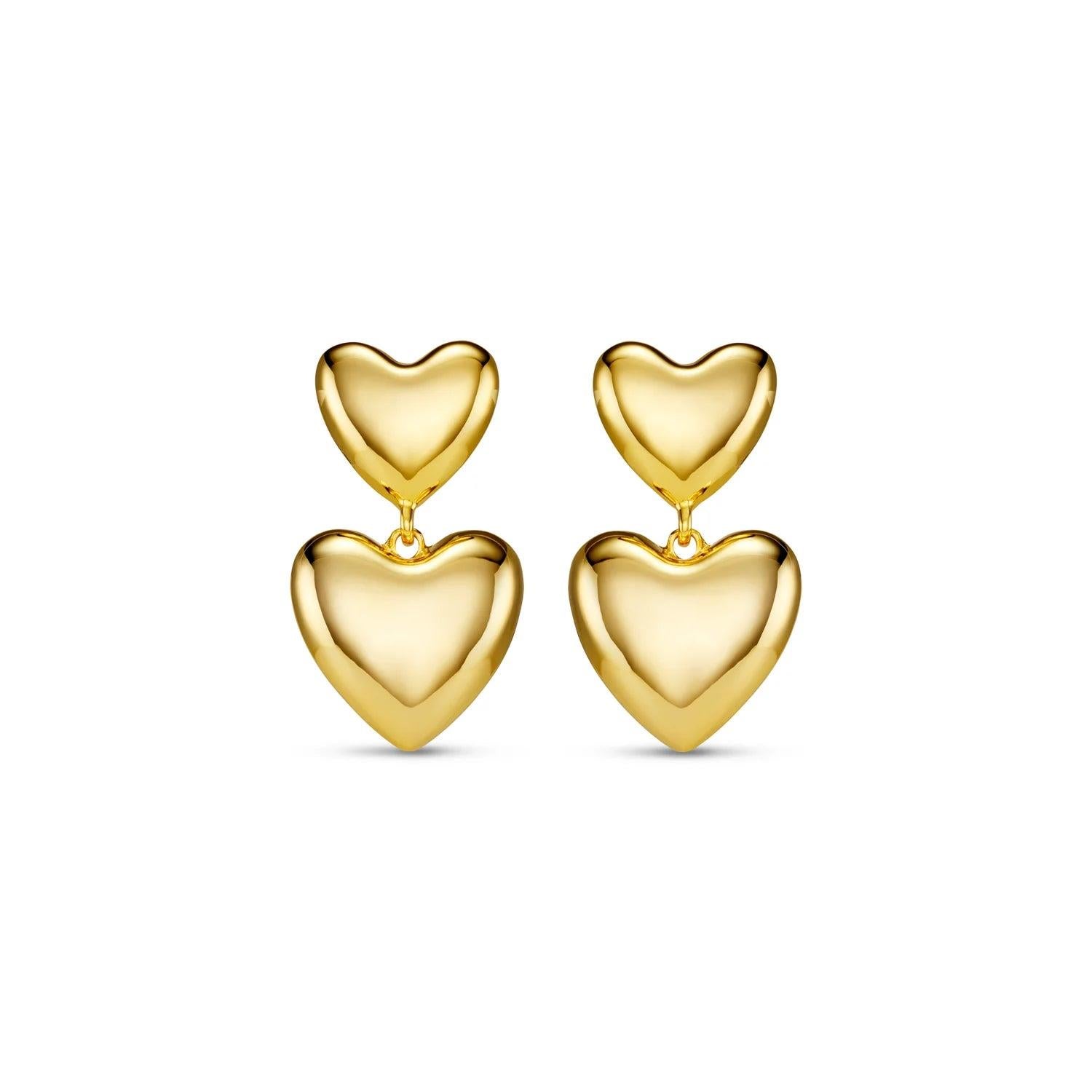 Statement Voluminous Heart Drop Earrings Gold