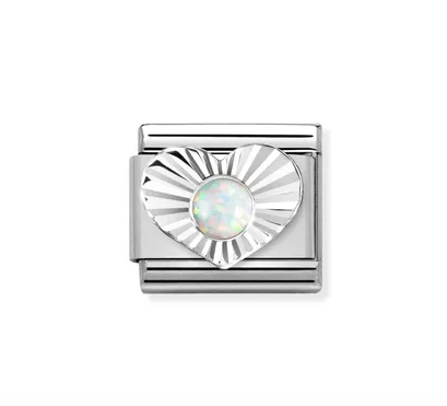Diamond Heart White Opal