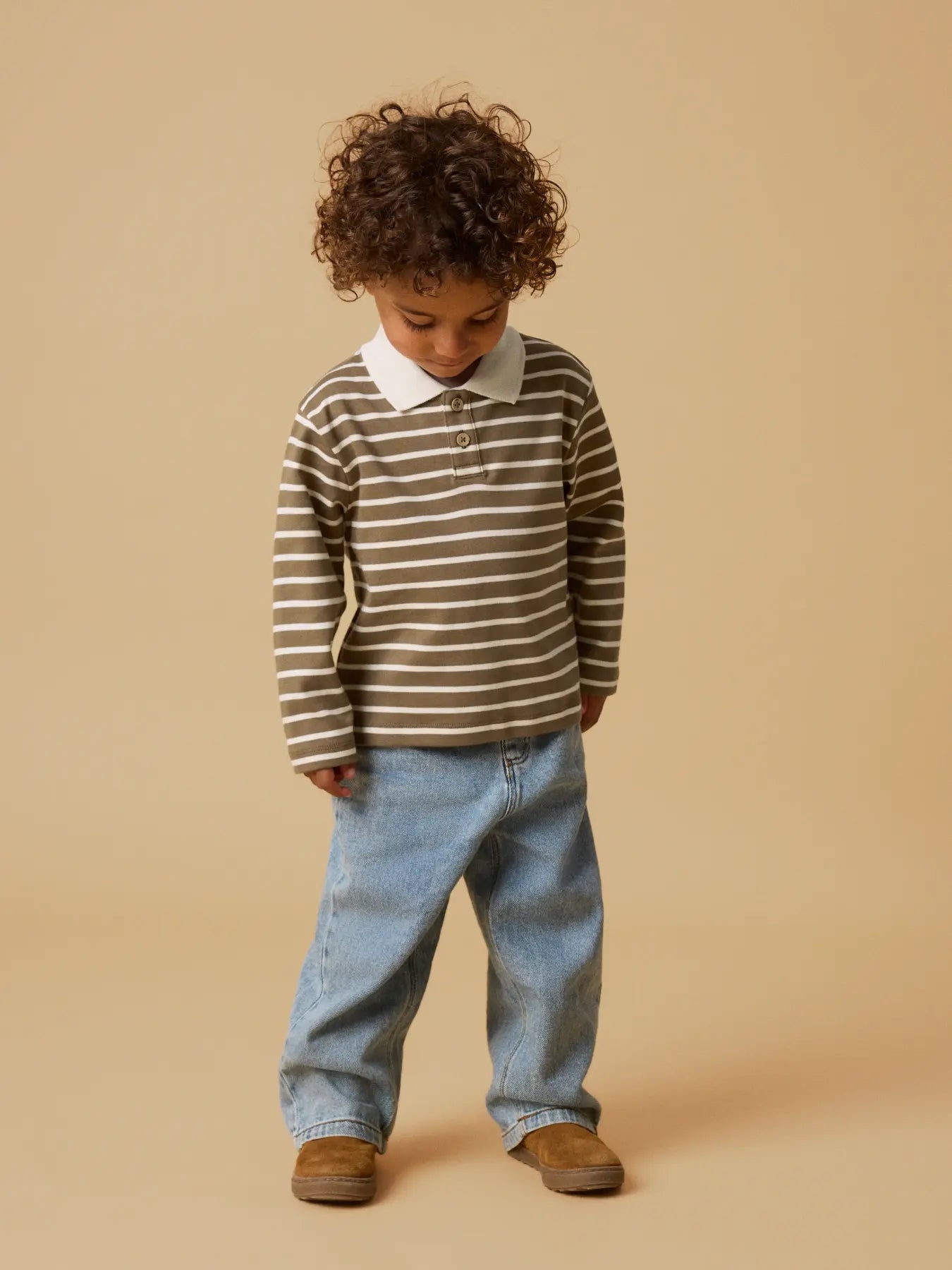 Limia Ls Loose Polo Top Turtledove/Kangaroo
