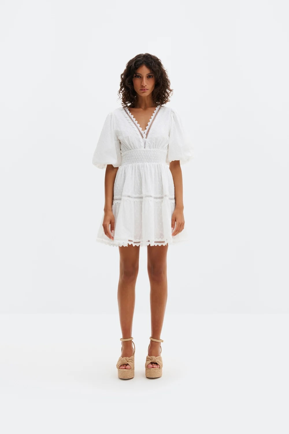 Elvira V-neck Mini Dress White