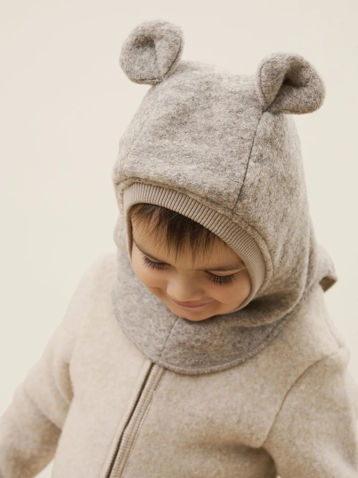 Balaclava Ears Wool Camel Melange