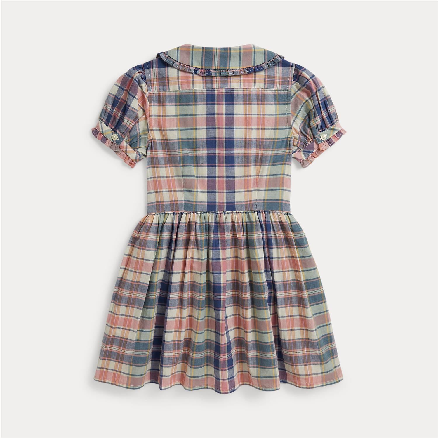Plaid Cotton Shirtdress Earth Blue-Pink Multi