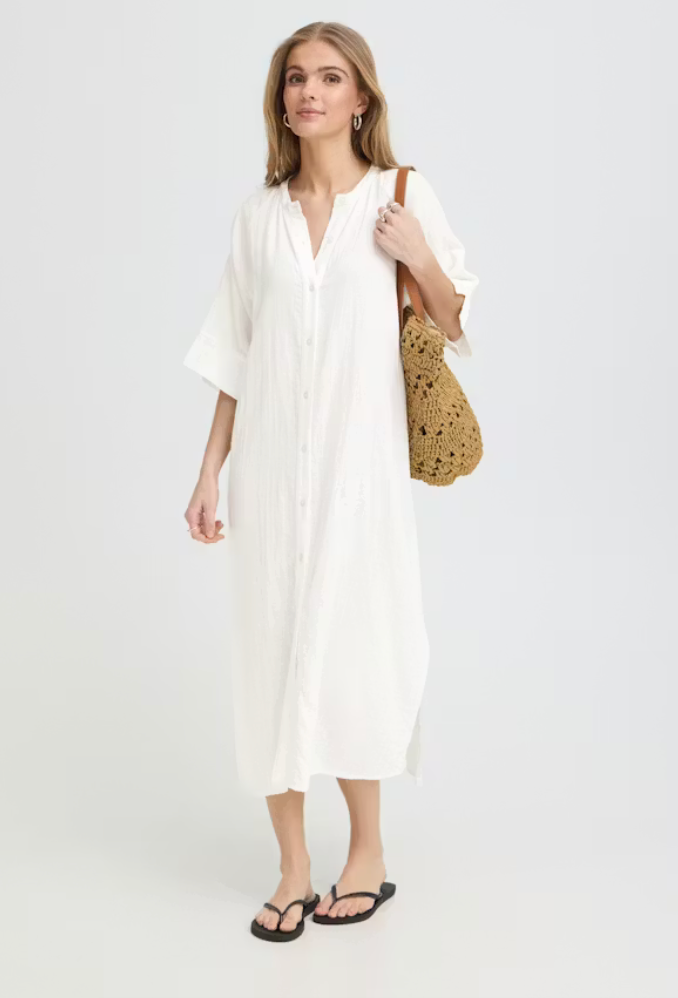 Foxa 2/4 Midi Dress Cloud Dancer