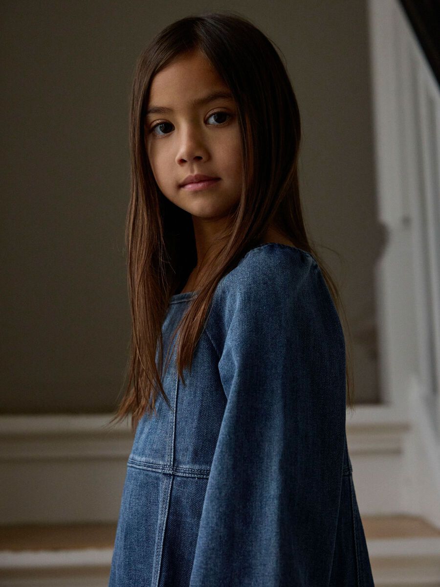 Obello Ls Loose Denim Dress Dark Blue Denim
