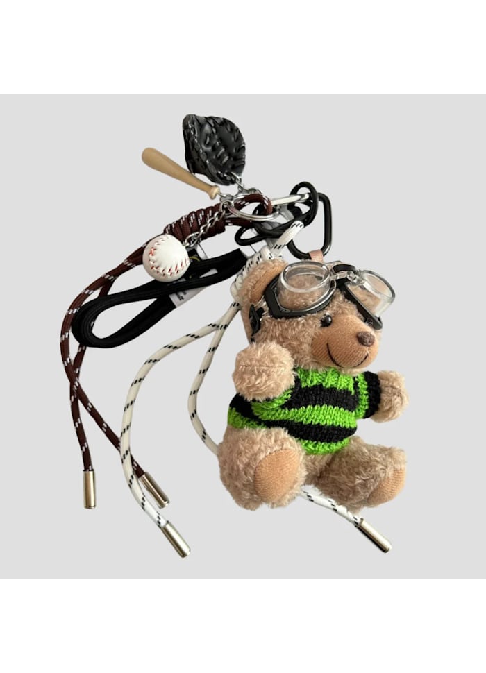 Bag Charm Set Green Teddy