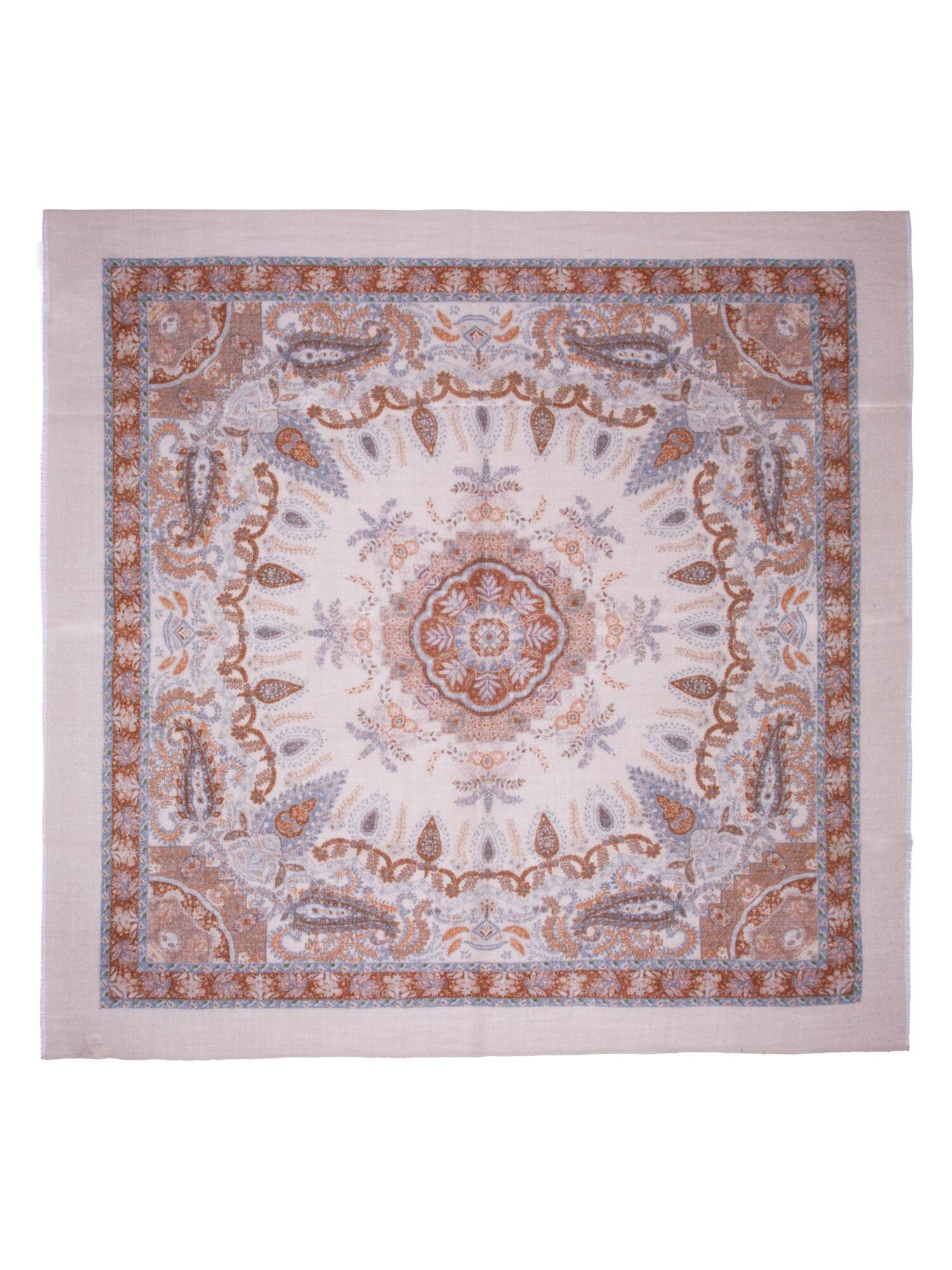 Skjerf Ull Paisley 95x95cm Beige