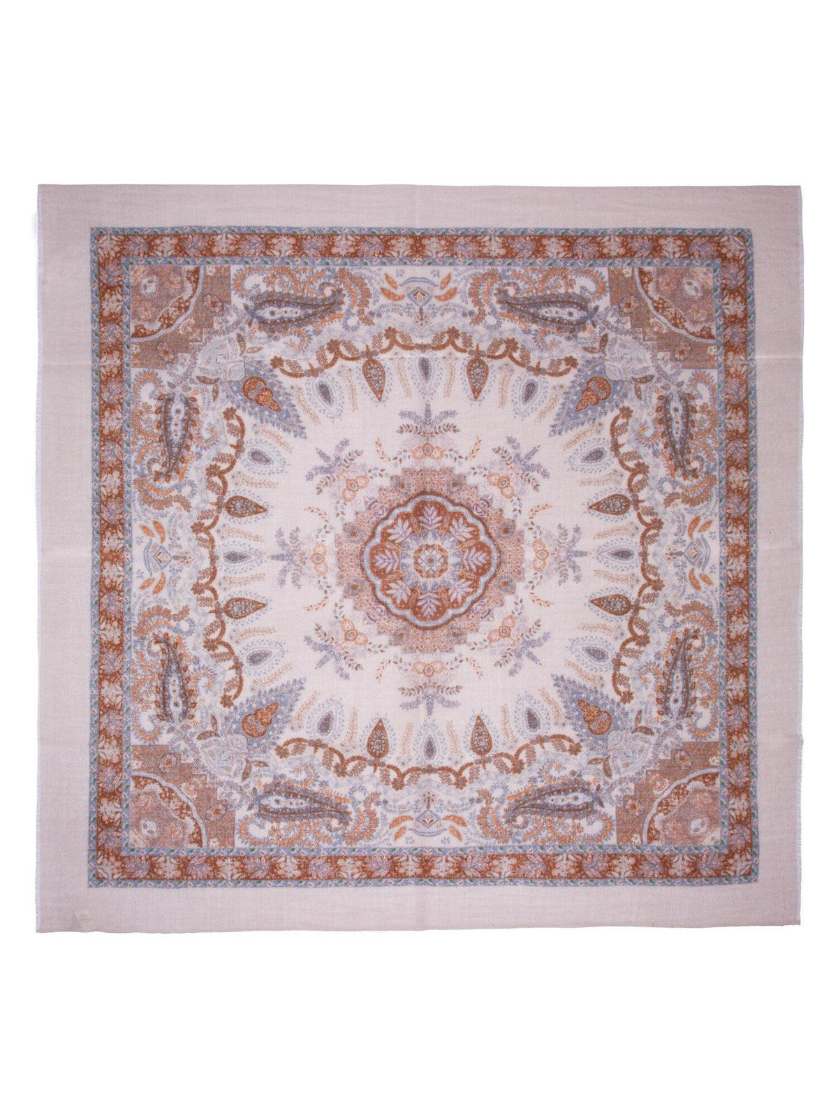 Skjerf Ull Paisley 95x95cm Beige
