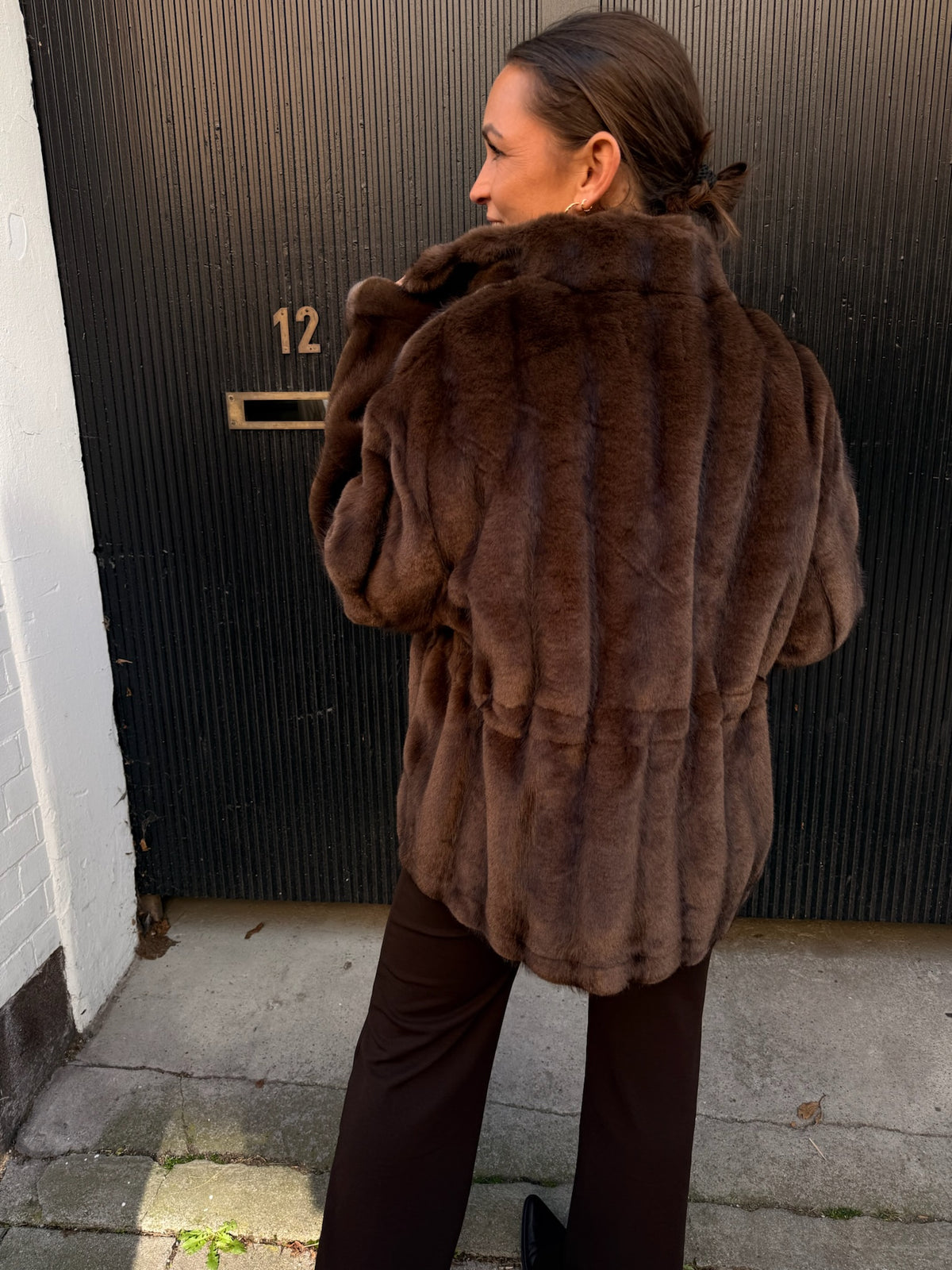 Paris Fuskepels Zip Jakke Minkbrun