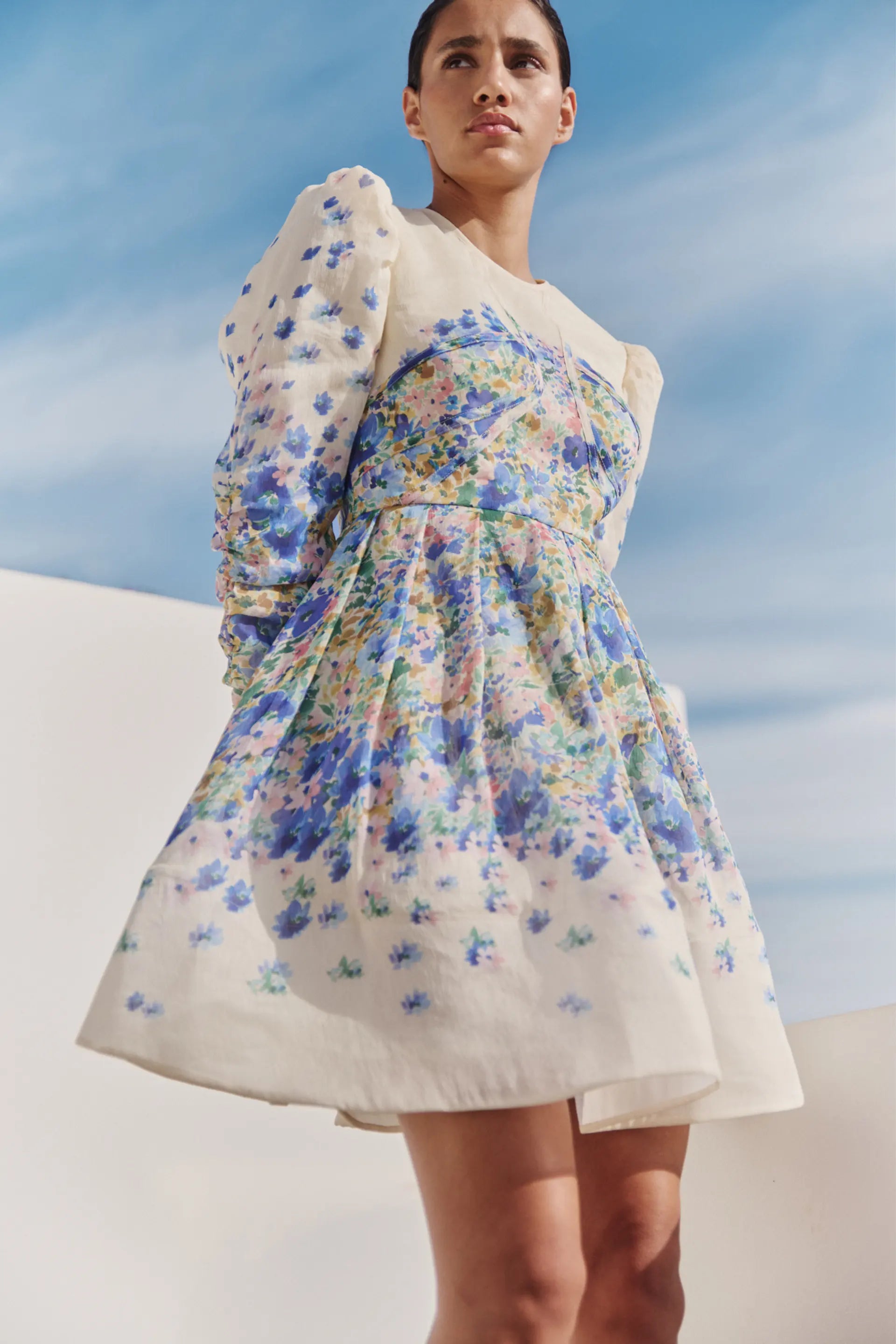 Leoni Silk Blend Mini Dress Ditsy