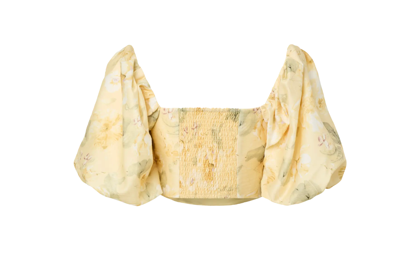 YASLEMON Short Top Pale Banana Lemon Print