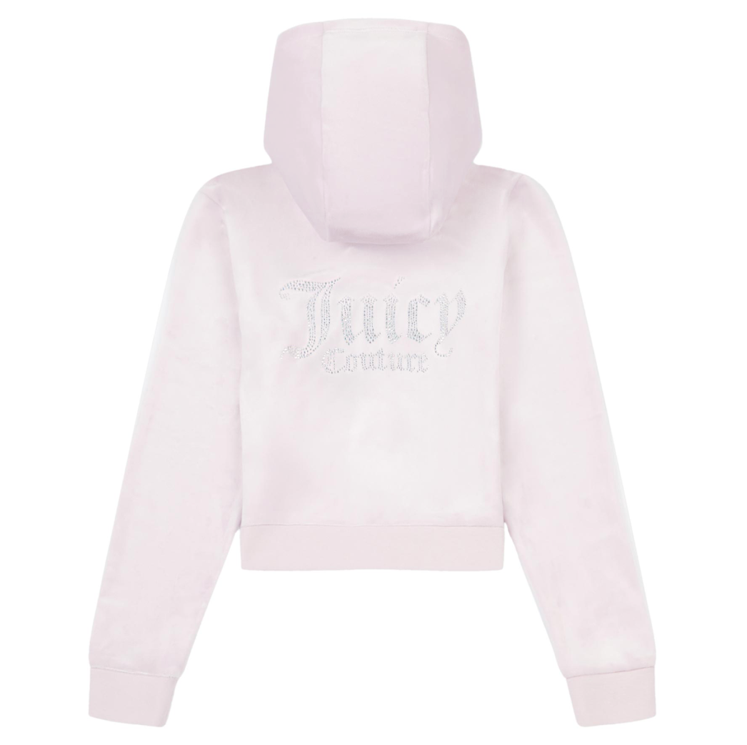 Diamante Velour Zip Tru Hoodie Lavender Fog