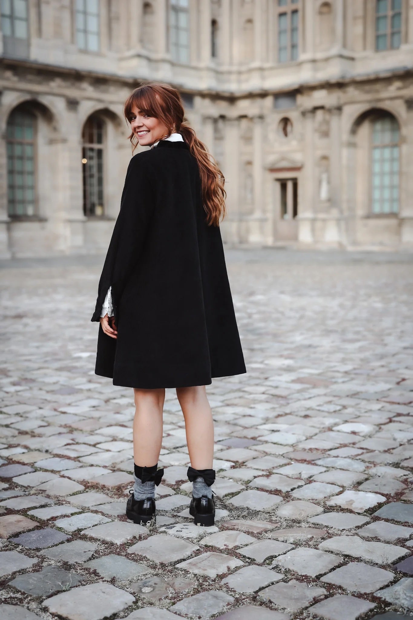 Cord Coat Dress Black