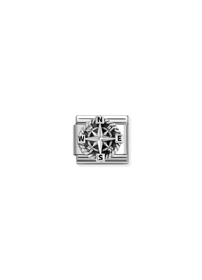 Oxidized Silver Compass