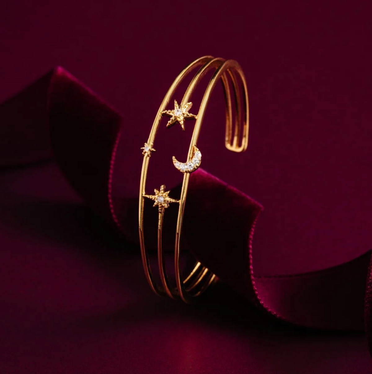 Celectial Opel Caged Bangle Gold