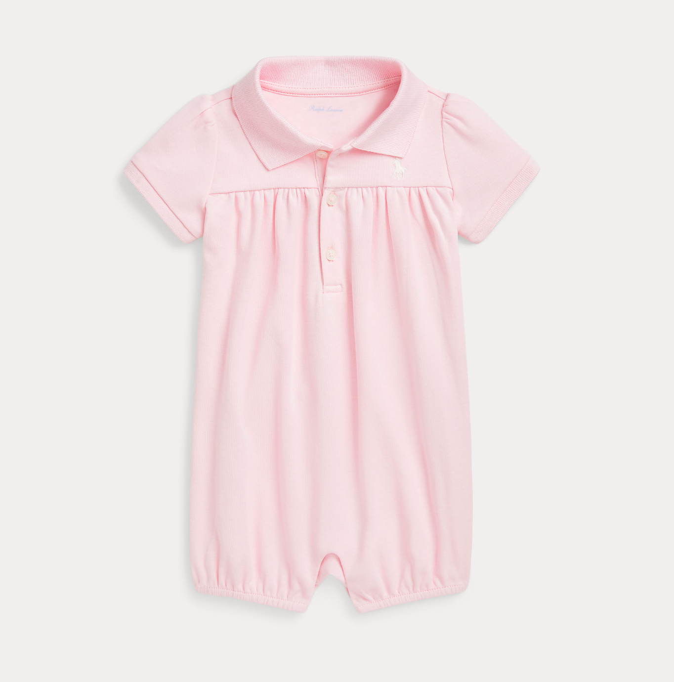Cotton Interlock Polo Bubble Shortall Bath Pink