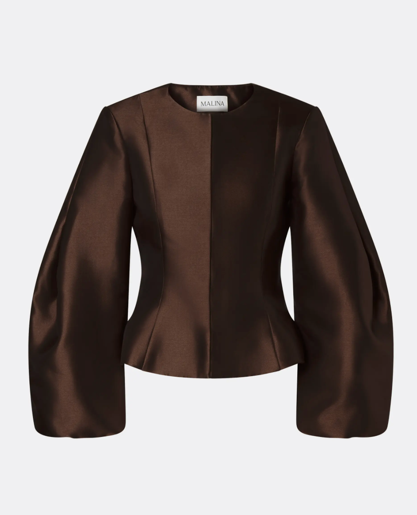 Vendela Balloon Sleeve Blouse Dark Brown