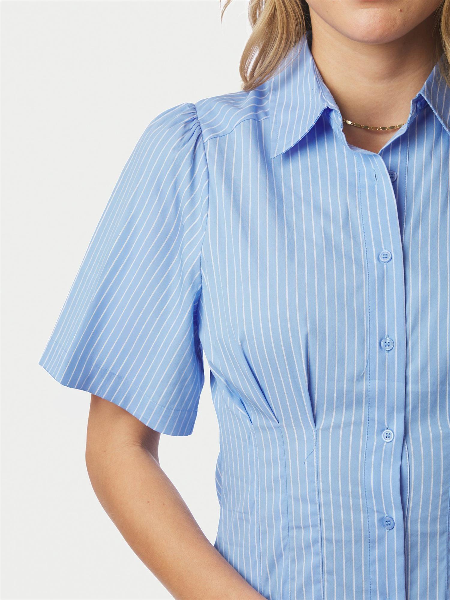 Baia Stripe Poplin Dress Light Blue