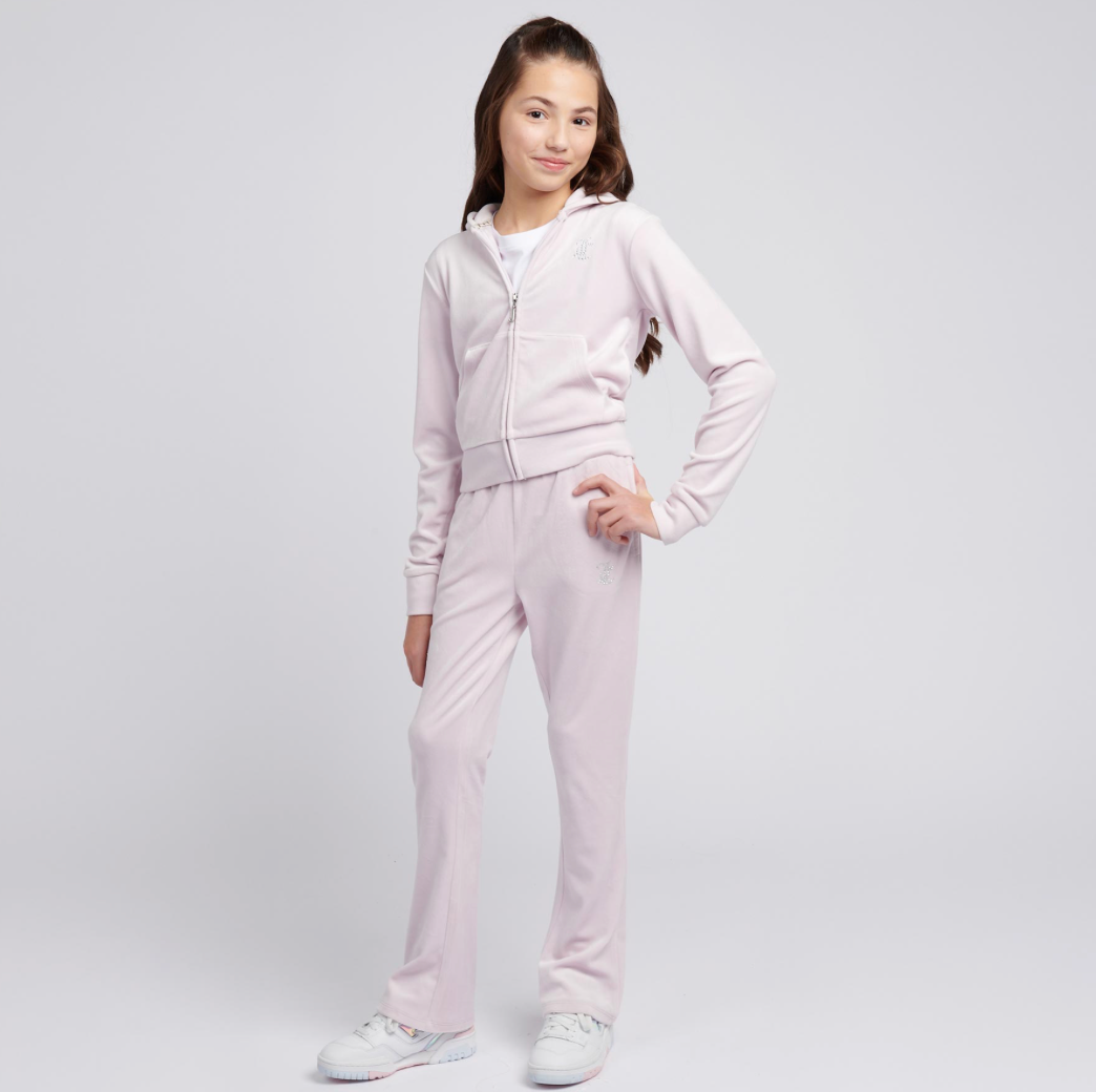 Diamante Velour Zip Tru Hoodie Lavender Fog
