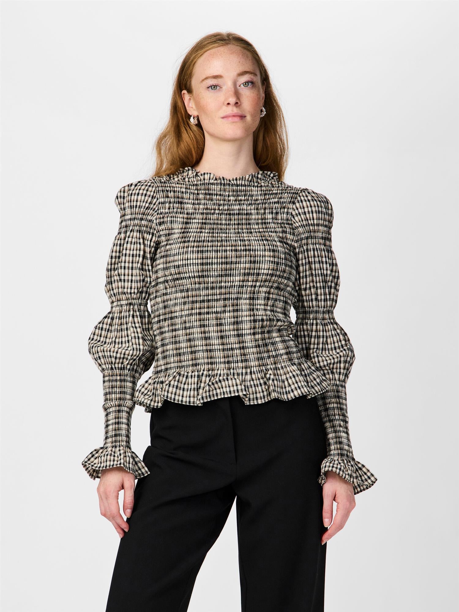 YASCHEMMA Smock Top Eggnog Checks