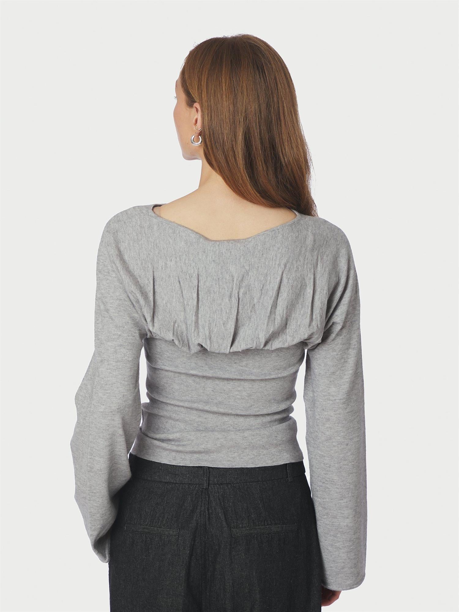 Kaiba Knit Blouse Light Grey Melange