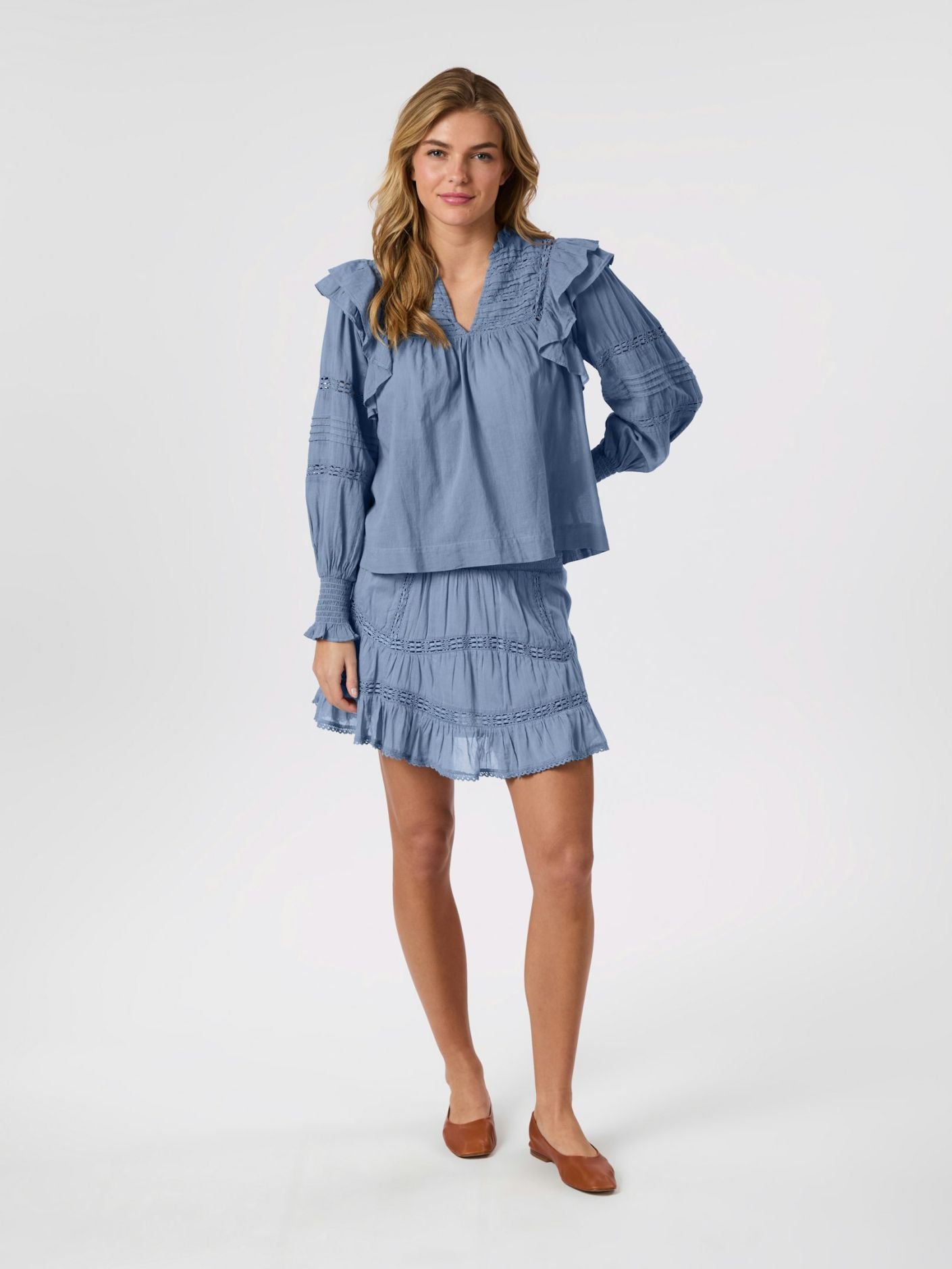 Robby Voile Skirt Smoke Blue