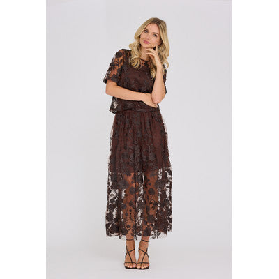 Fuschia Skirt Dark Brown