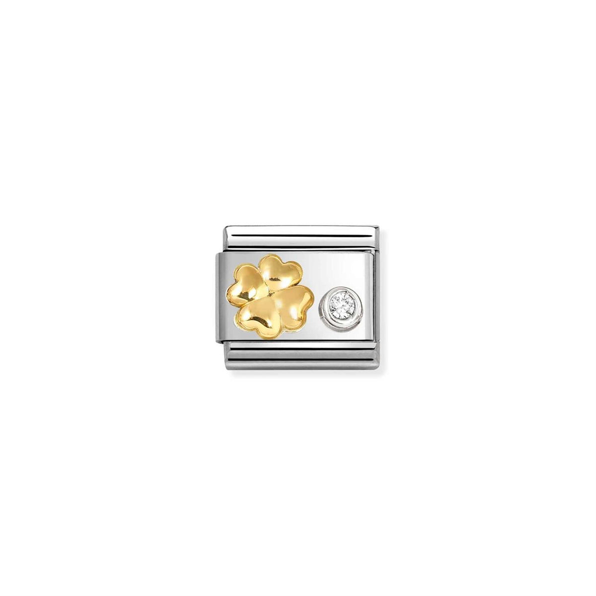 Raised Four-Leaf Clover CZ White