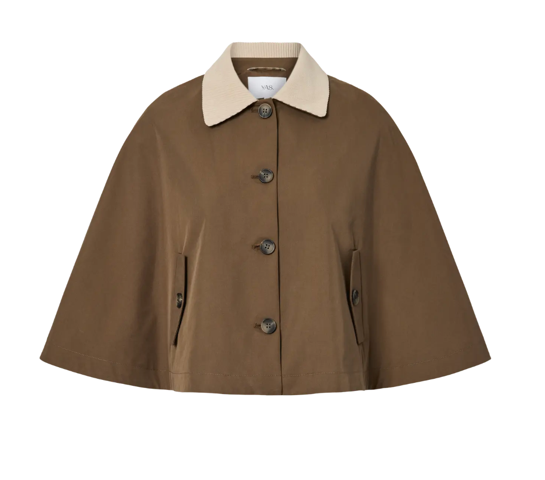 YASMALOMA Short Trench Cape Shitake/ Oatmeal ri