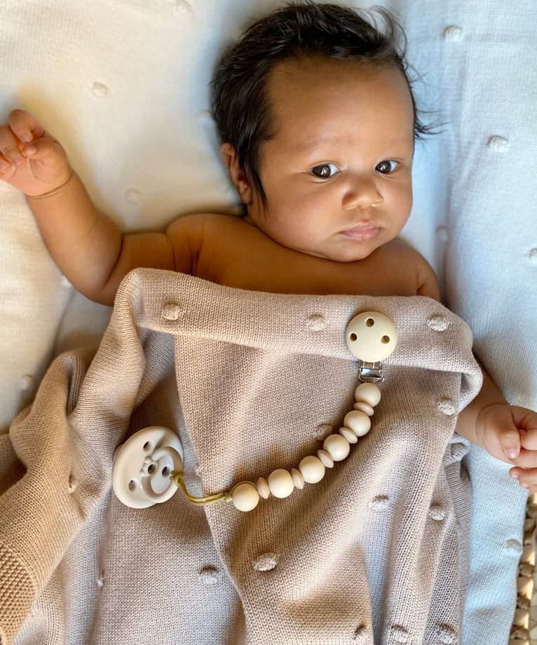 Pacifier Clip Pale & Dark Grey