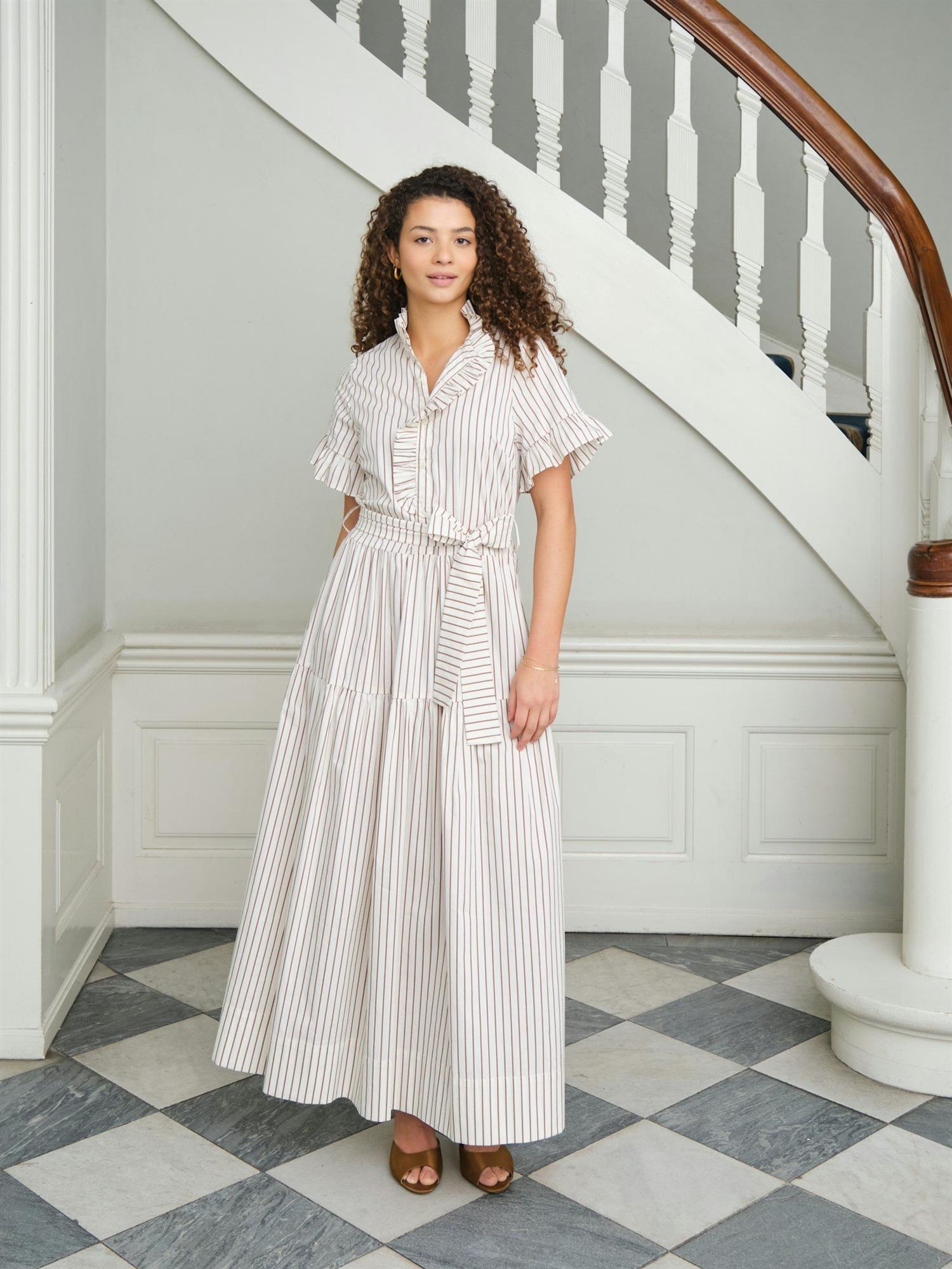 Nellie Wide Stripe Dress Ivory