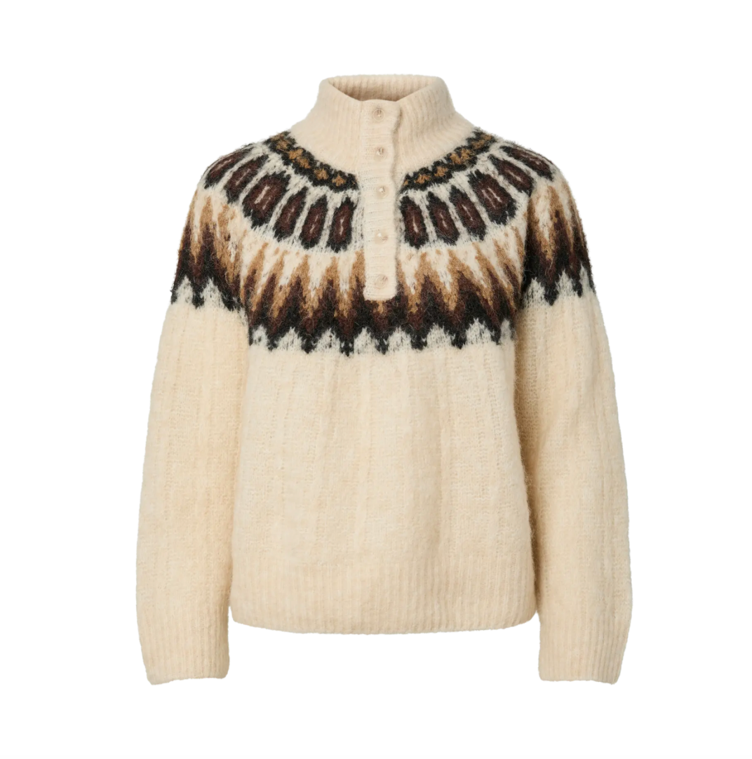 YASDOMINA Wool Blend Knit Pullover Wood