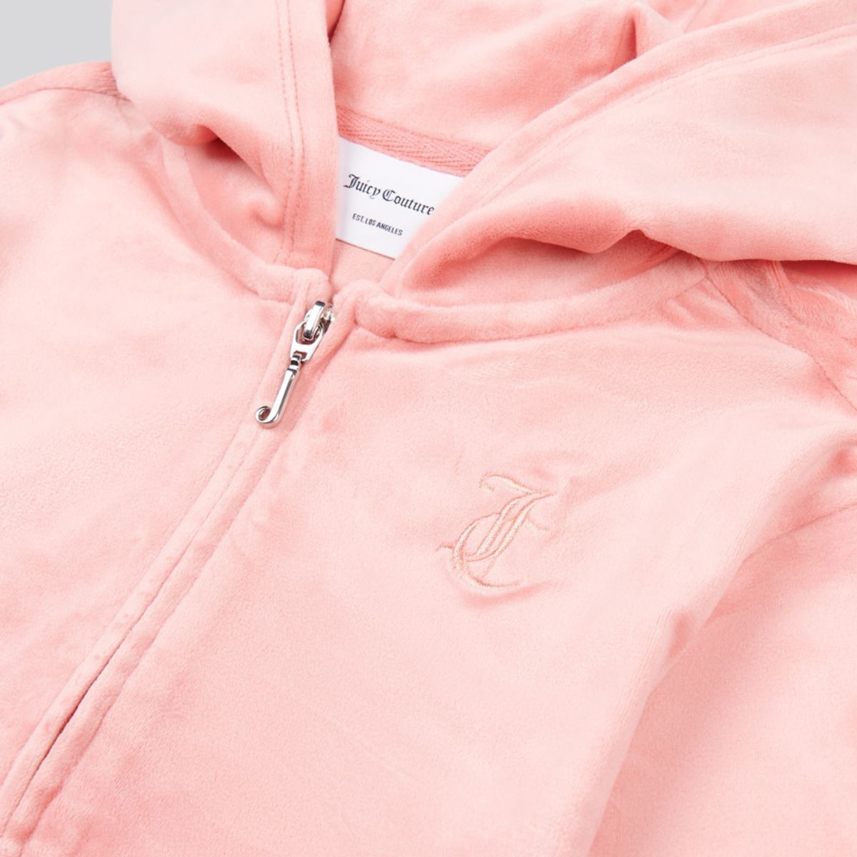 Tonal Velour Zip Tru Hoodie Peach Blossom