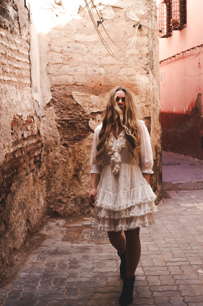 LOVE Frill Dress White