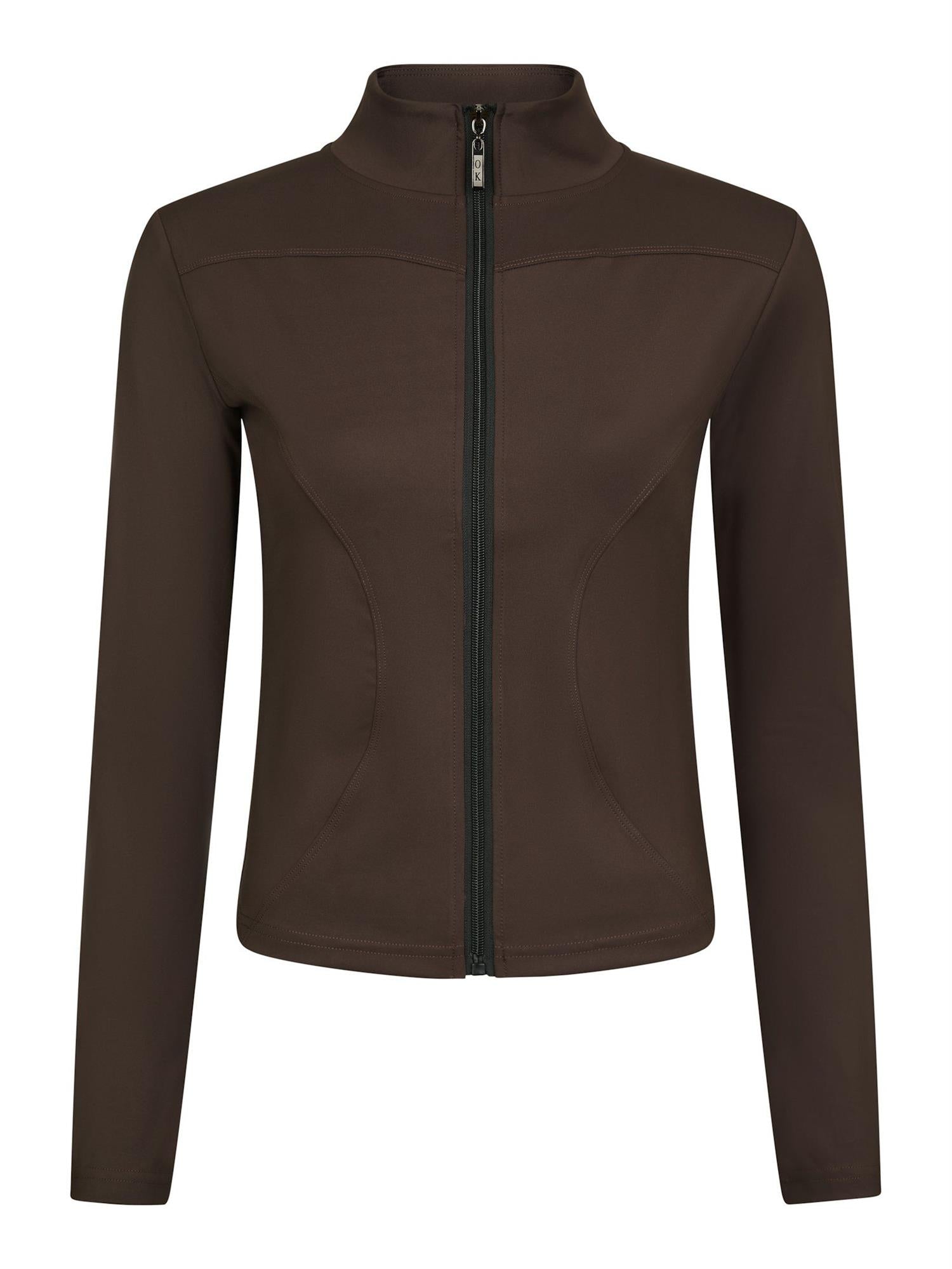 Nolana Zip Blouse Chocolate Brown