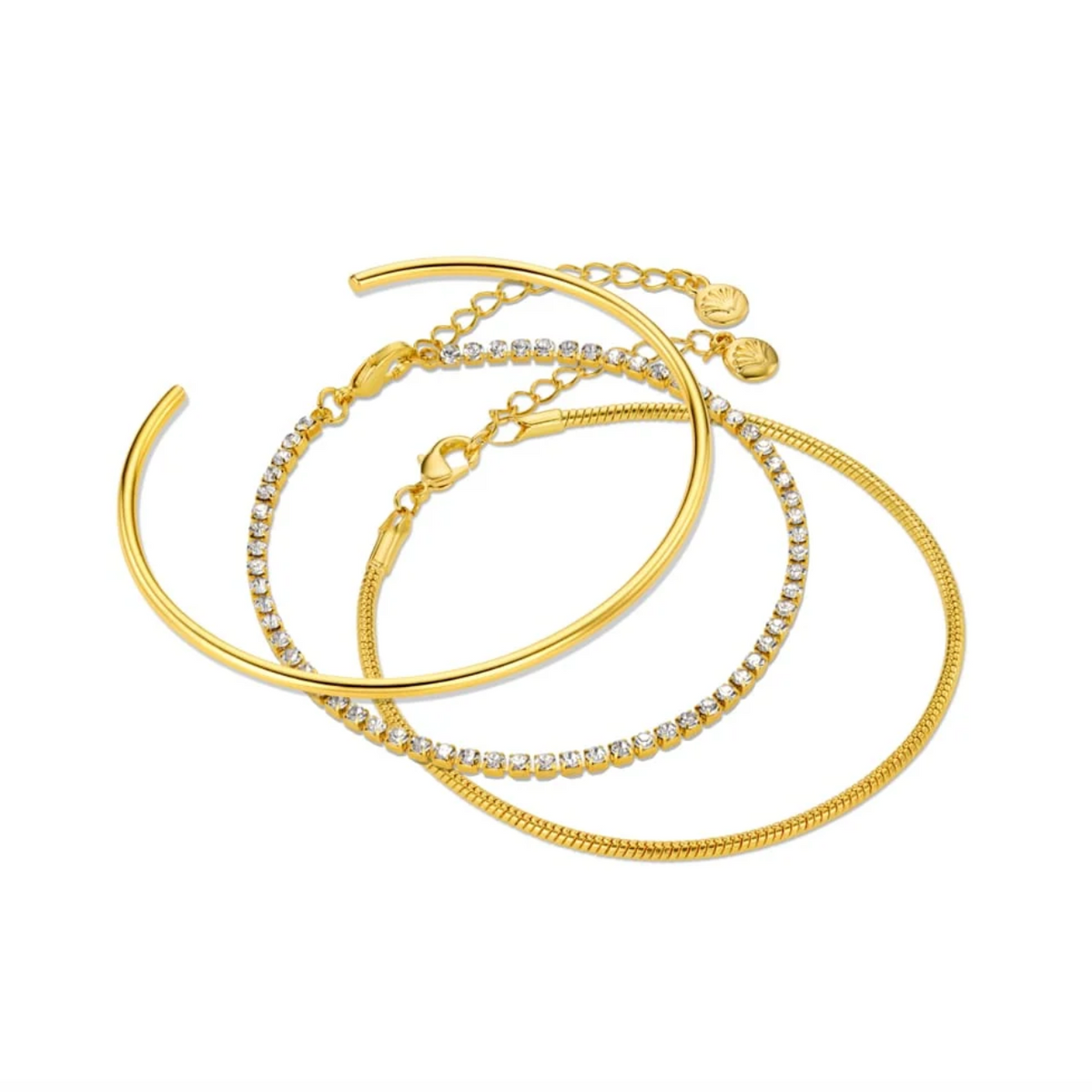 Fine Tennis Bracalet Snake Chain & Bangle Wrist Pack