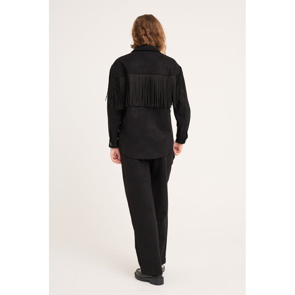 Suede Fringe Shirt Black