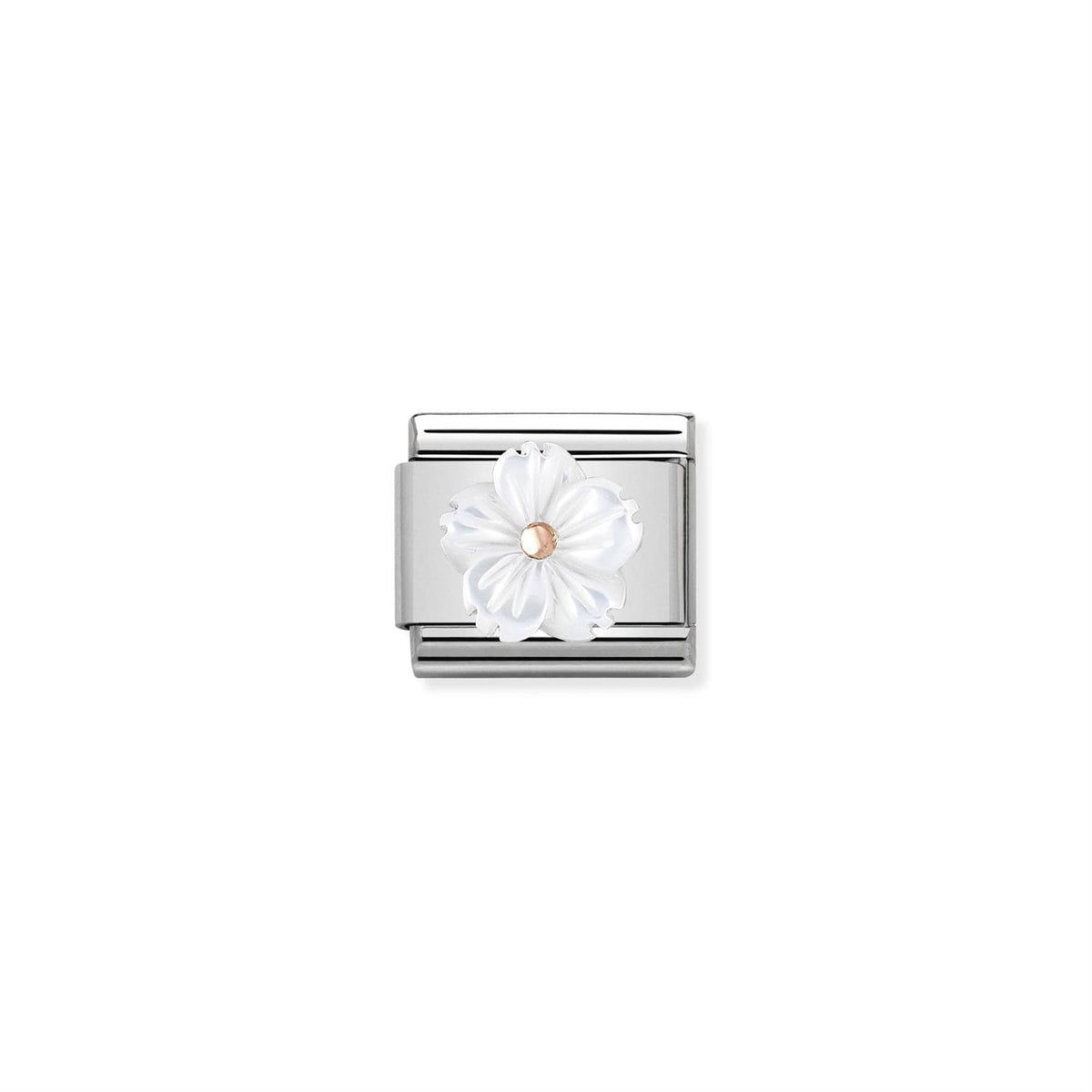 Flower White Mother of Pearl Rosegold
