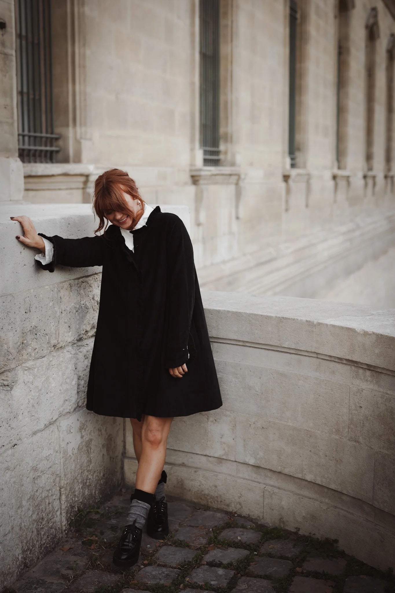 Cord Coat Dress Black