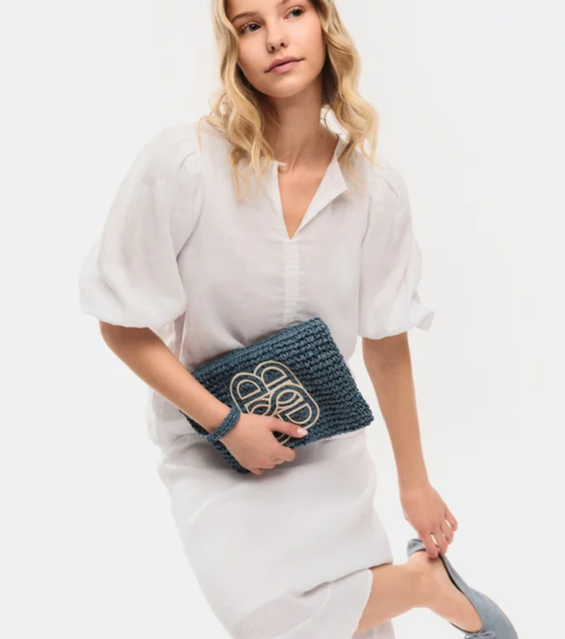 Mim Staw Clutch Blue