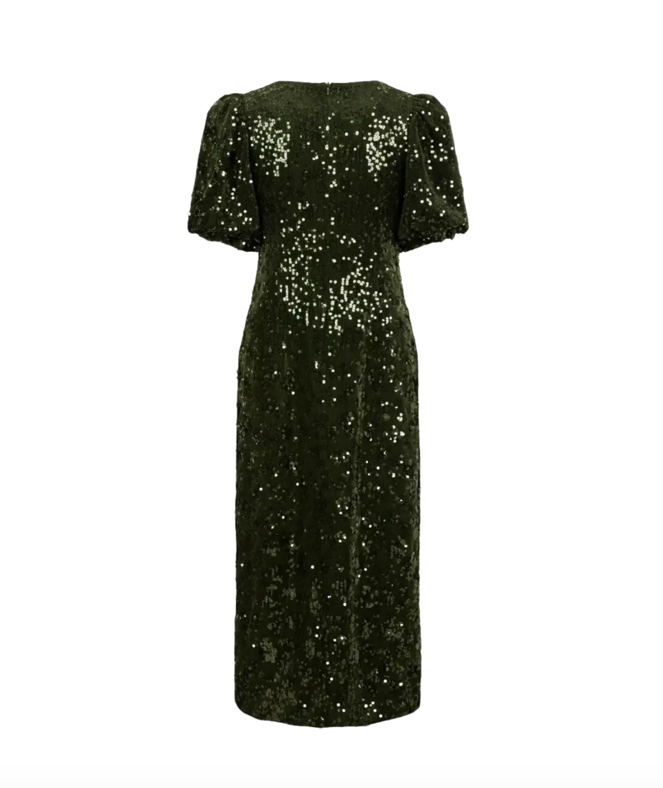 YASSOFIE Sequin Midi Dress Chive