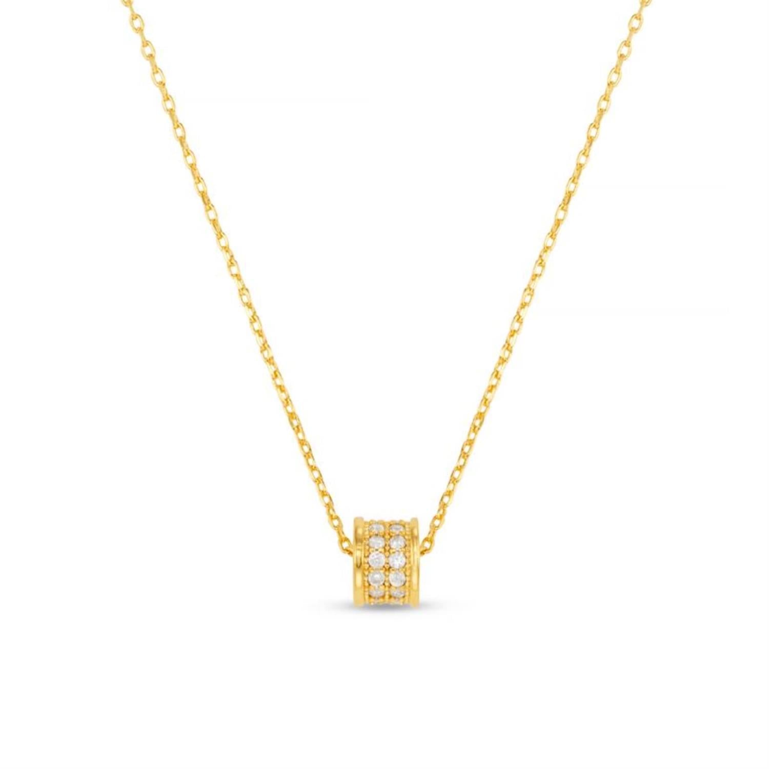 Pave Rondel Threadthru Necklace Gold