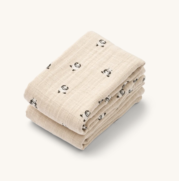 Lewis Muslin Cloth 2-Pack Mini Panda/Sandy Mix