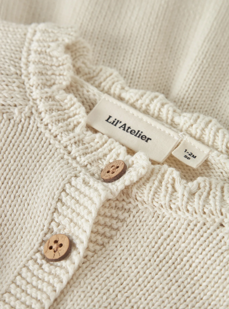 Ramla Ls Short Knit Cardigan Turtledove