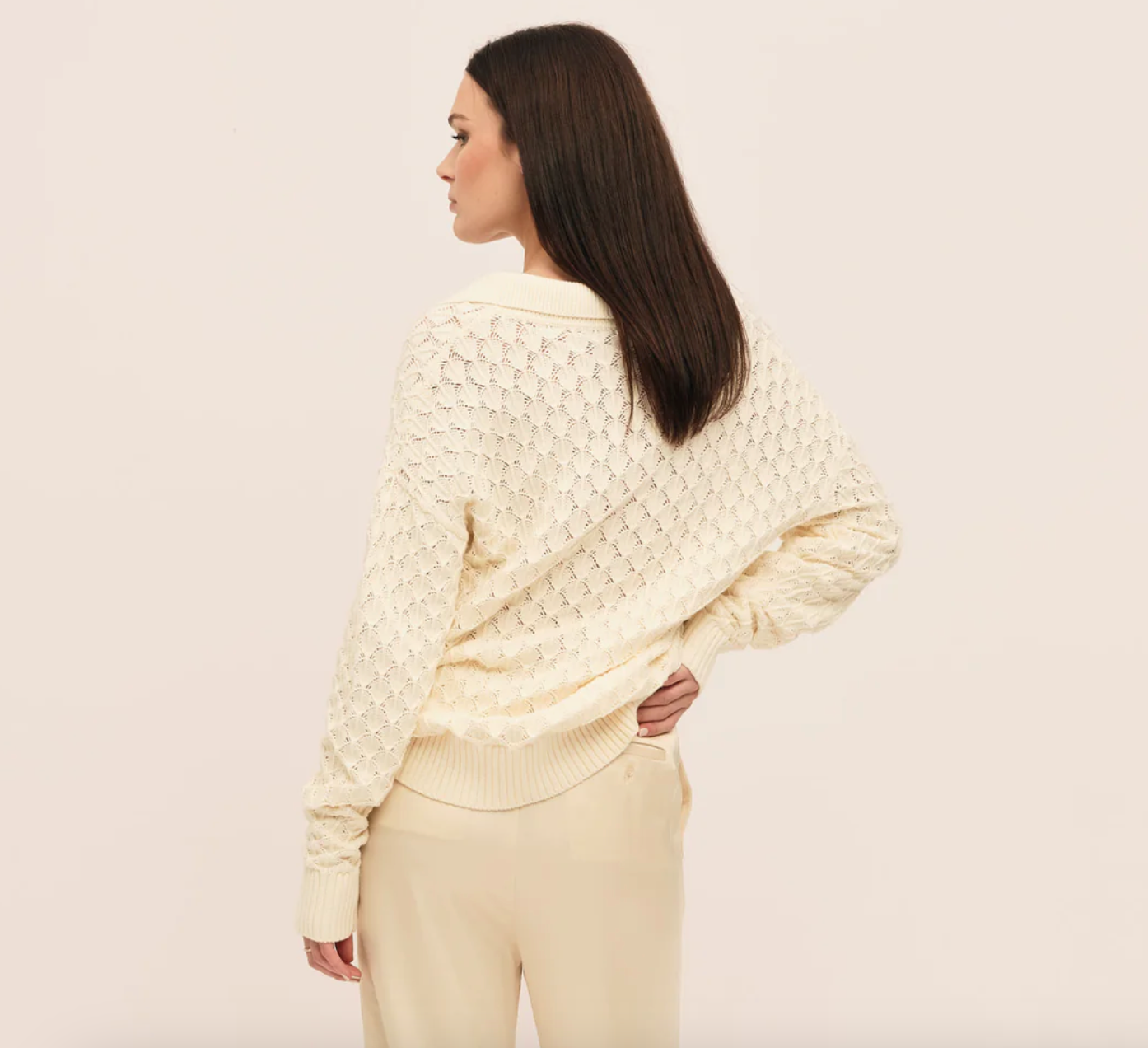 Pearl Polo Sweater Winter White