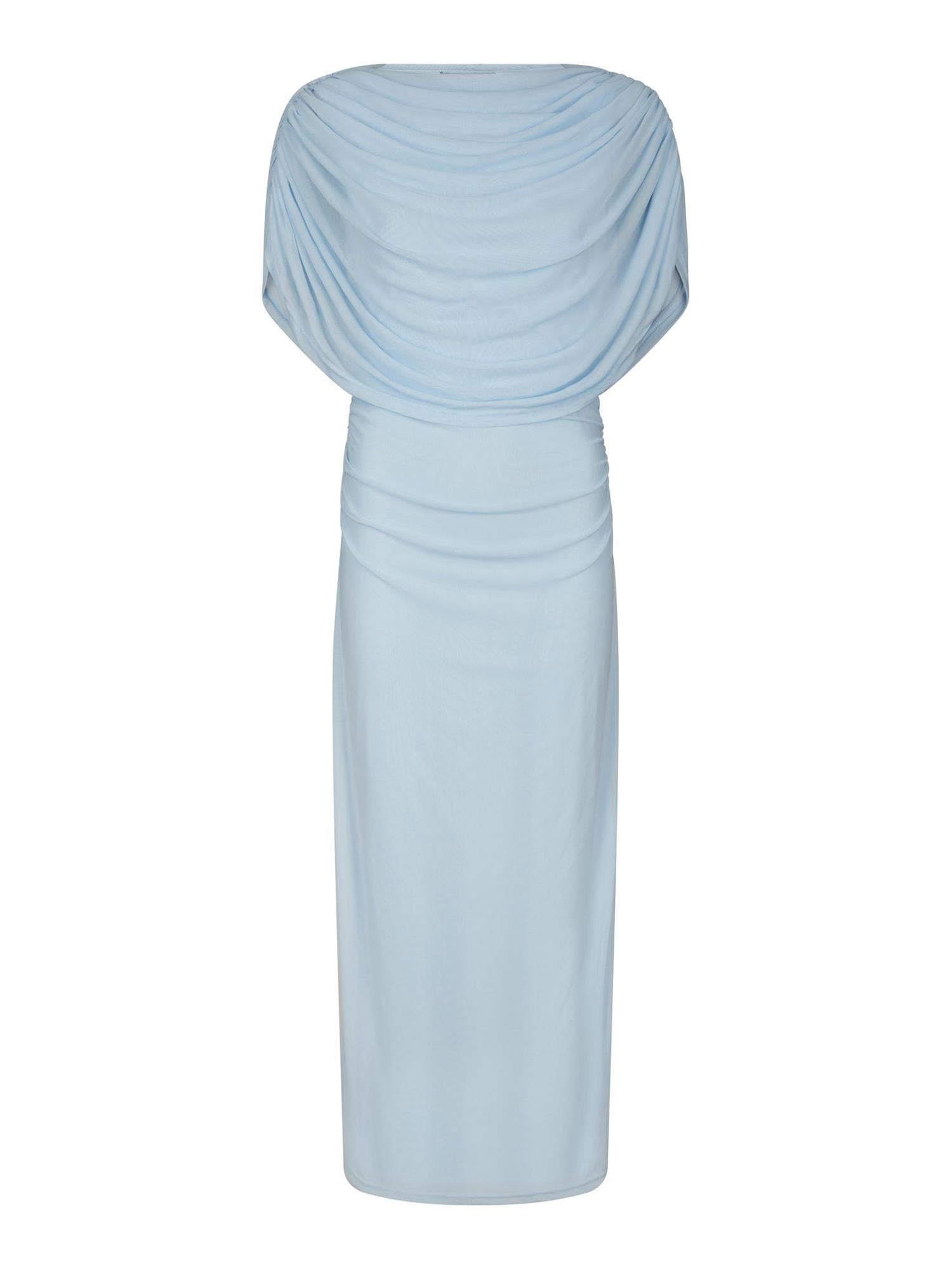 Tottuna Long Drapy Mesh Dress Light Blue