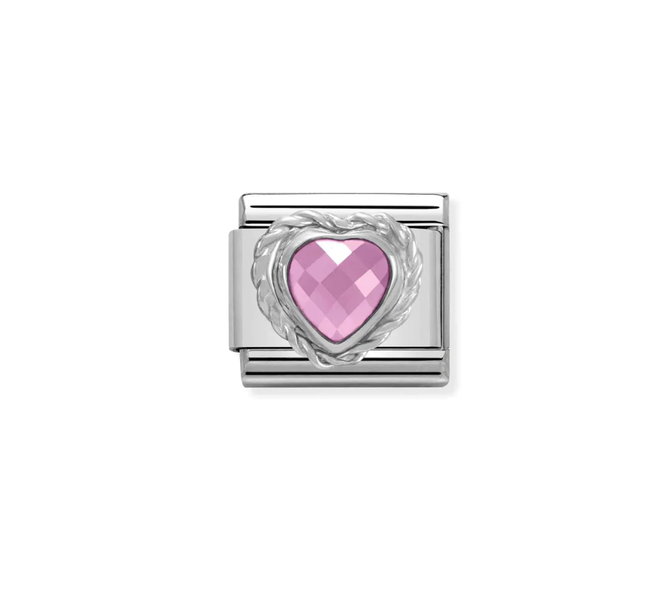 Hjerter i Zirkon Sølv Pink