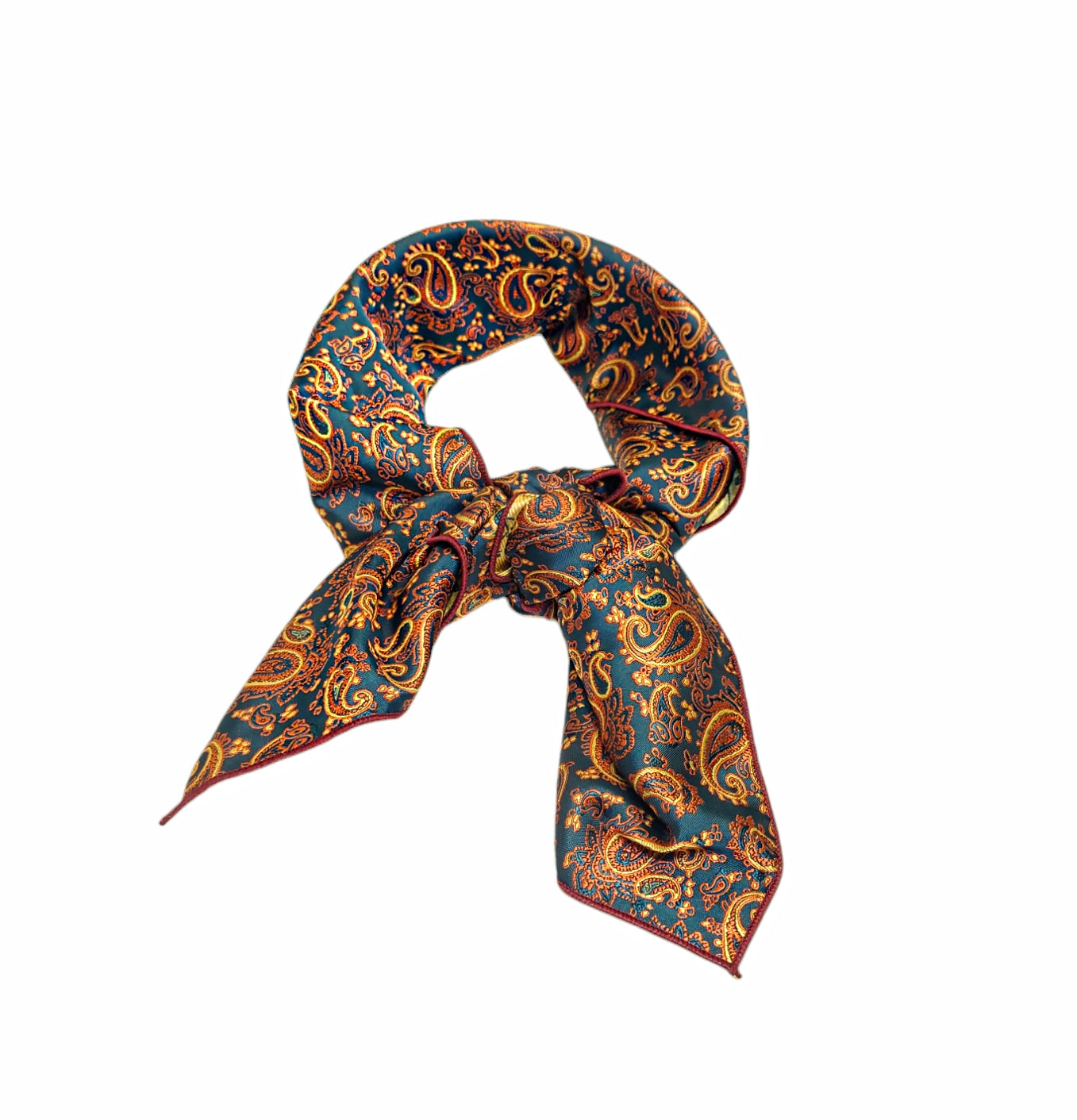 Bunadskjerf Petrol Oker Paisley