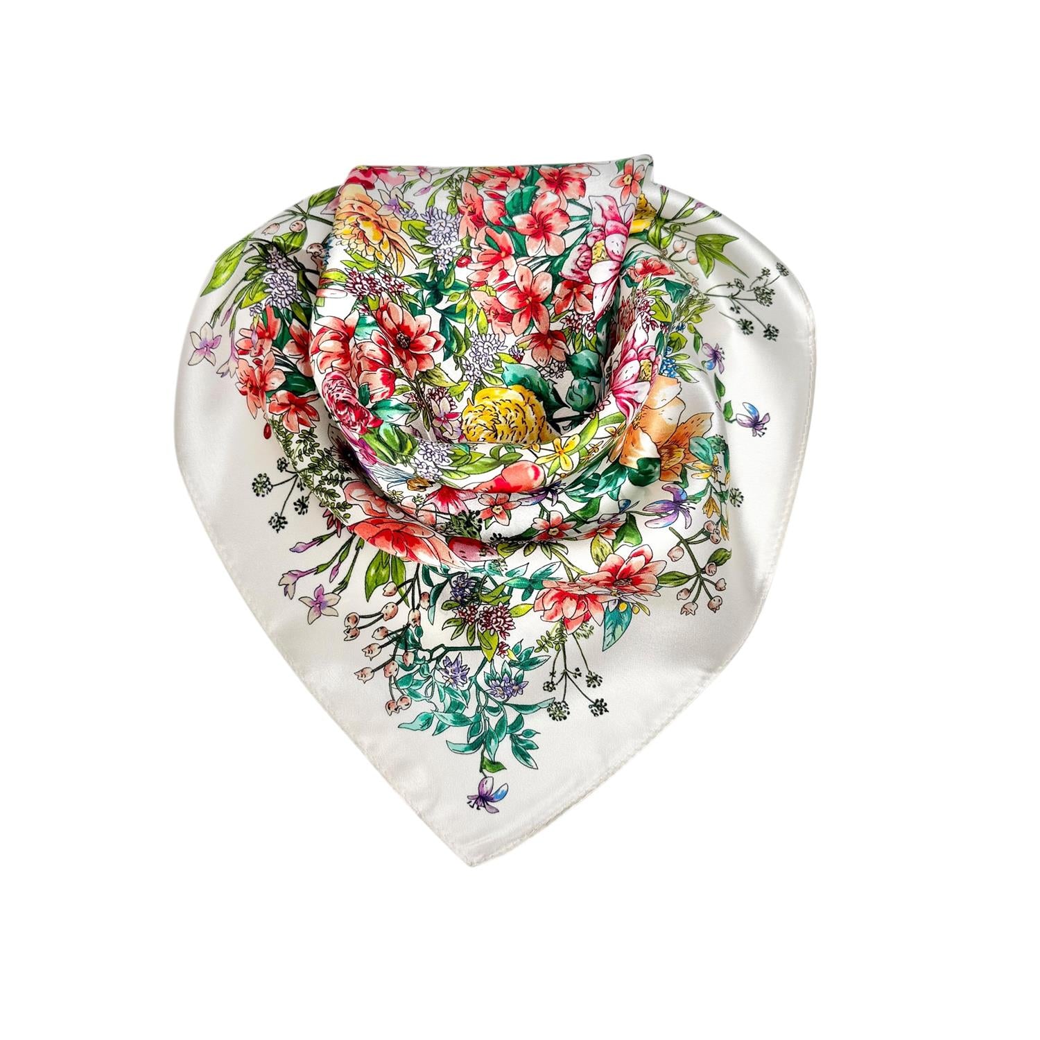 Silkeskjerf Blomster/Creme #68