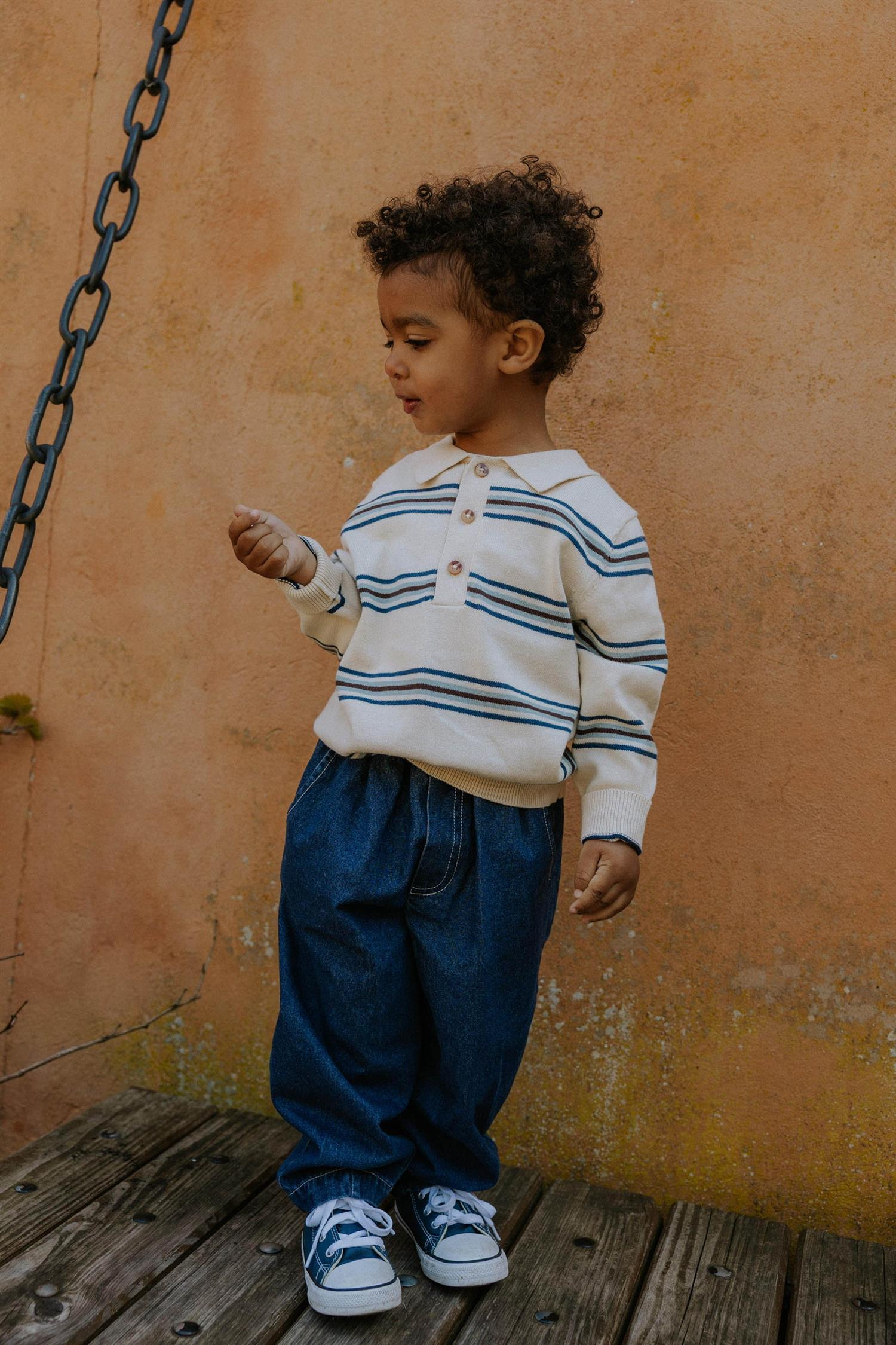 Benny Langermet Polo Sandshell Stripe