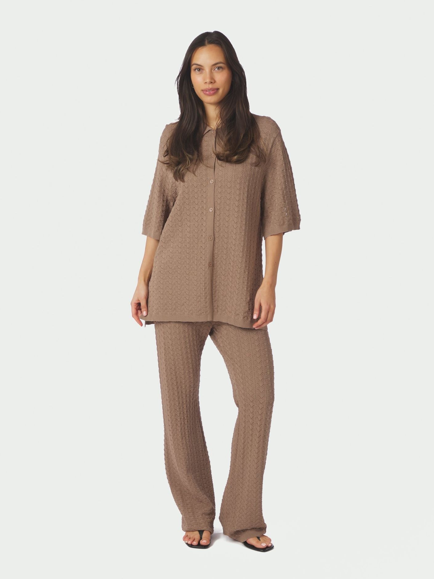 Sette Fine Crochet Blouse Taupe